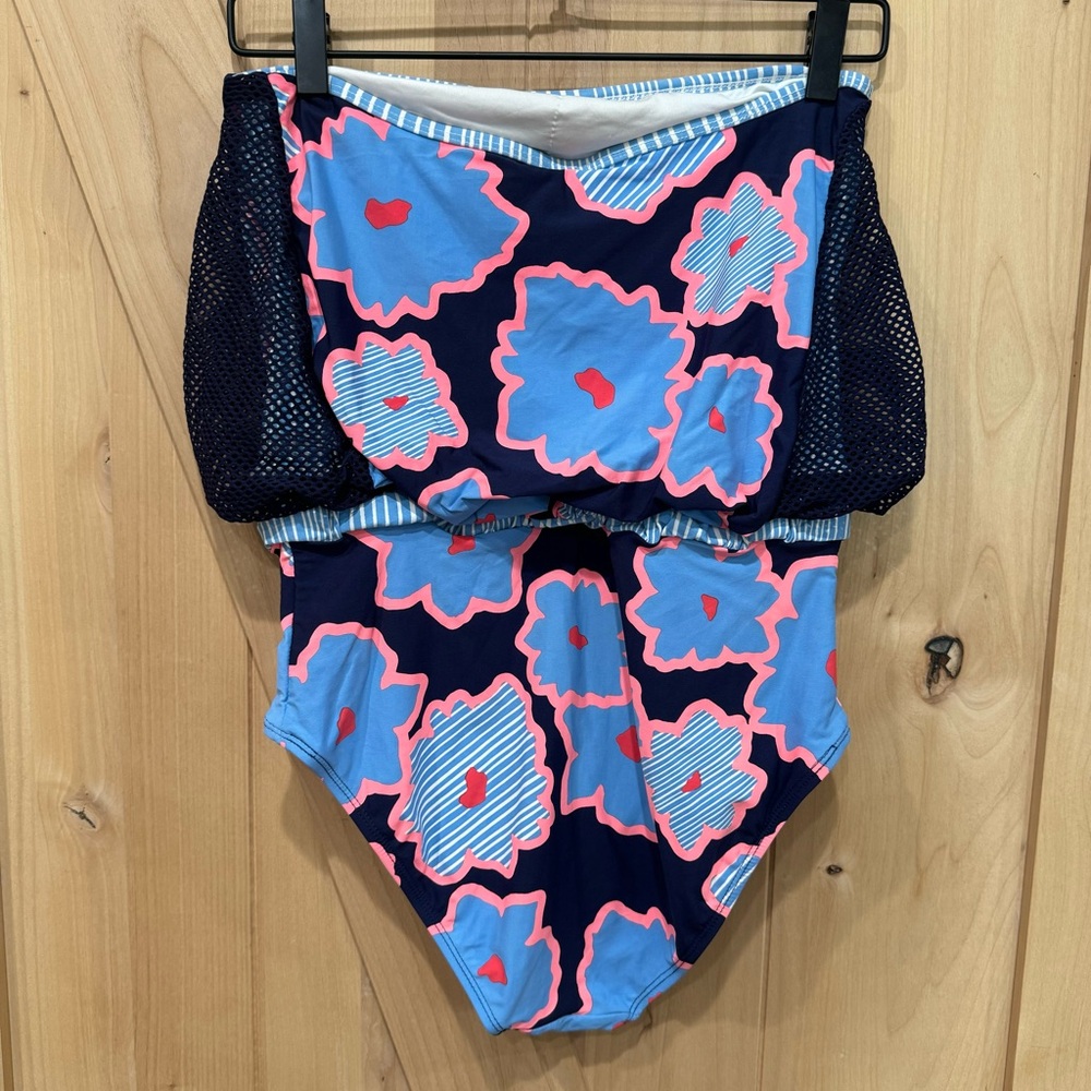 Anne Cole Women Floral Mesh Strapless 1 Piece Swimsuit Multi Size 10 - Picture 3 of 16